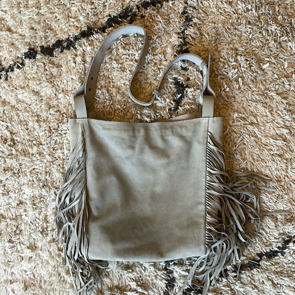 Boho Gray Fringe Shoulder Bag!